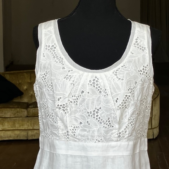 Ivory, cotton and linen sleeveless dress - Picture 5 of 6